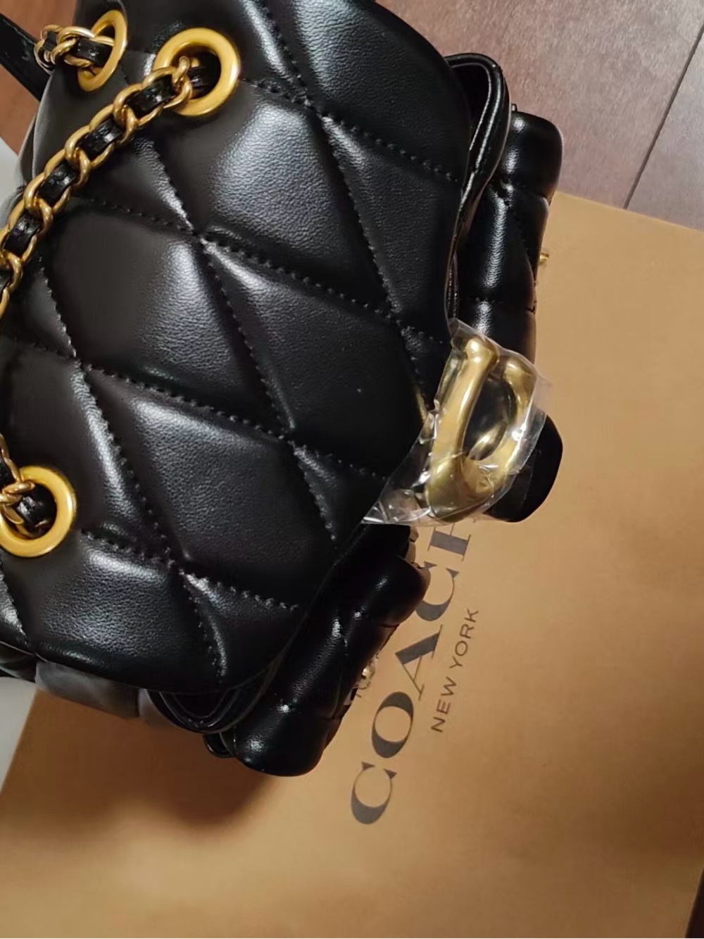 Coach Black Quilted Drawstring Backpack - Picture 4 of 9
